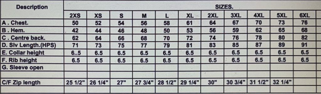 Jacket measurements